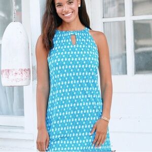 Blue Sleeveless Patterned Dress